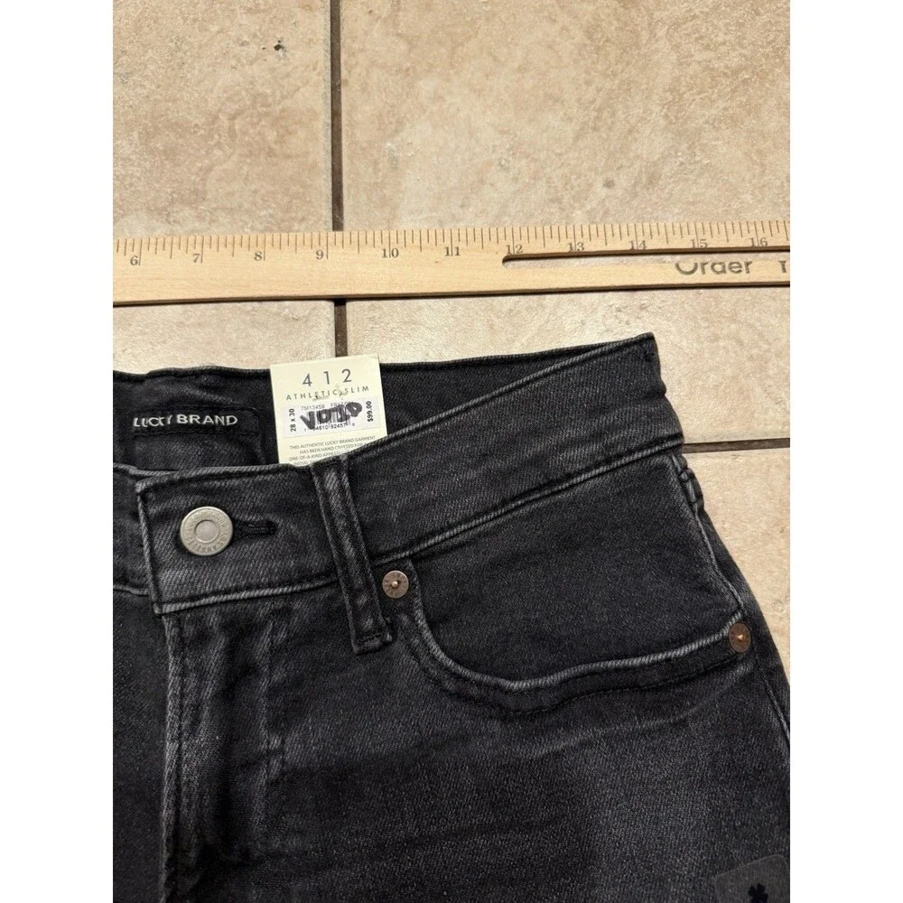 Lucky Brand Jeans Mens 28x30 Black Fade 412 Athletic Slim Straight Stretch NEW